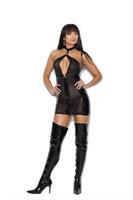 Vinyl and fishnet mini dress