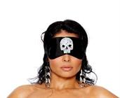 Vinyl blindfold with skull applique.