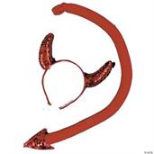 Red Sequin Devil Horn Tail Costume Accessory