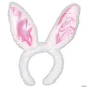 Bunny Ears White W Pink Satin