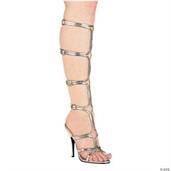 Sexy Strap Up Gold Calf Length Shoes
