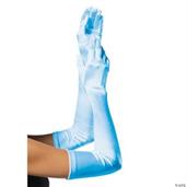 Satin Long Light Blue Adult Gloves