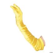 Satin Long Yellow Adult Gloves