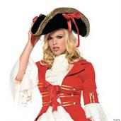 Pirate Black With Red Ribbons Hat