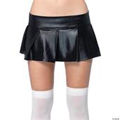 Skirt Pleated Wet Look Adult Black