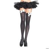 Black Thigh High Stockings With White Bows