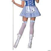 White Thigh High Stockings With Blue Bows