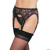 Garter Belt Lace Thong Black