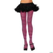 Tights Striped Black Neon Pink