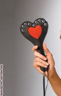 Leather paddle with heart detail and nail heads