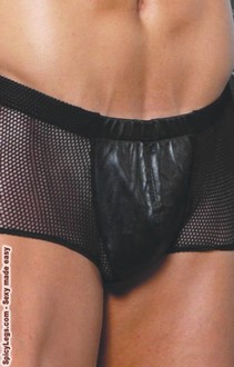 Leather & fishnet shorts